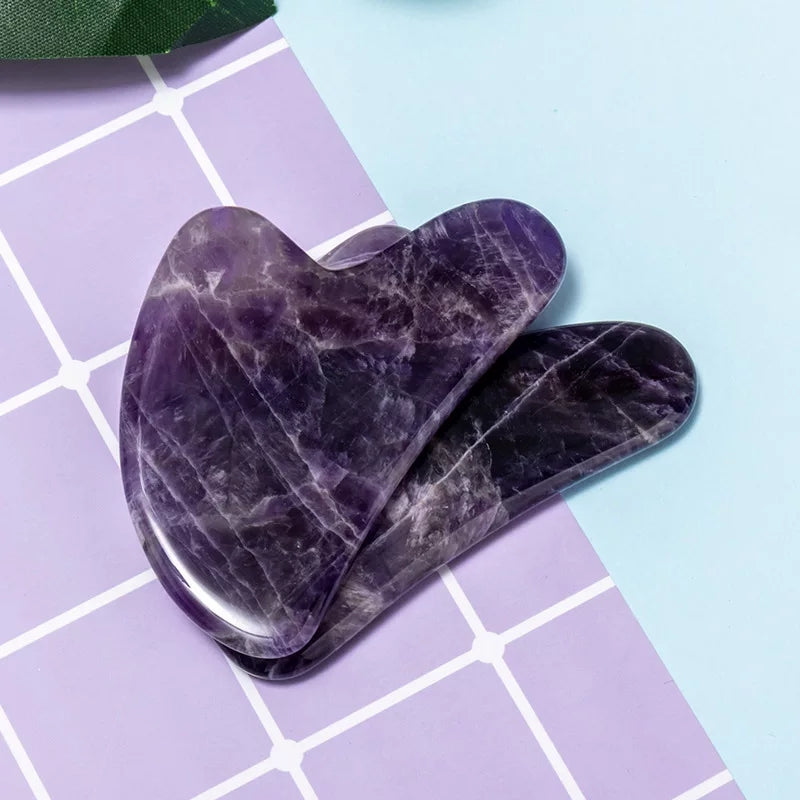 Gua sha stones (Amethyst, Tiger, Obsidian, Aventurine, Rose)