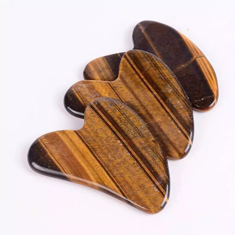 Gua sha stones (Amethyst, Tiger, Obsidian, Aventurine, Rose)