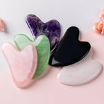 Gua sha stones (Amethyst, Tiger, Obsidian, Aventurine, Rose)